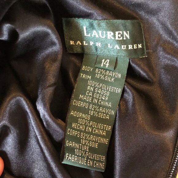 Vintage Ralph Lauren 90s Glam Black Velvet Midi Dress, High Neck, Lined Size 14 - Picture 8 of 8